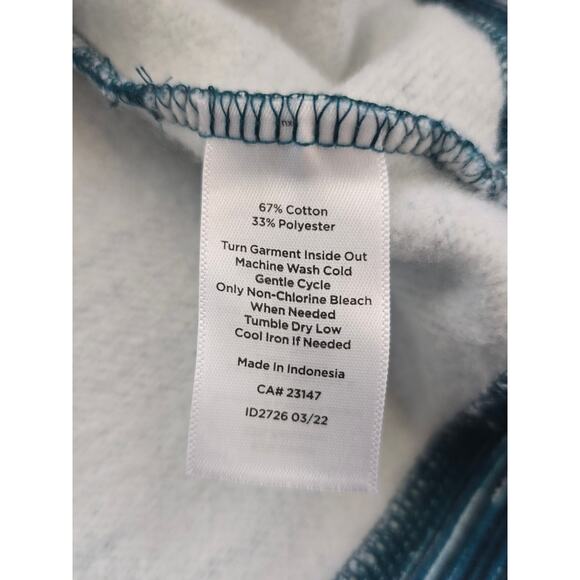 T by Talbots Funnel Neck Pullover Blue Striped Sweater Size L Cozy Cute Gorpcore - Picture 7 of 7